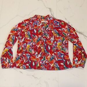 Coldwater Creek Bold Abstract Button-Down Collared Long-Sleeve Shirt